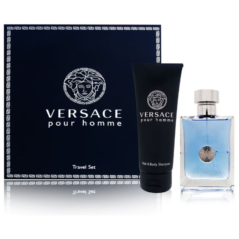 Pour Homme by Versace Gift Set for Men - 3.4oz EDT Spray and 3.4oz Shampoo
